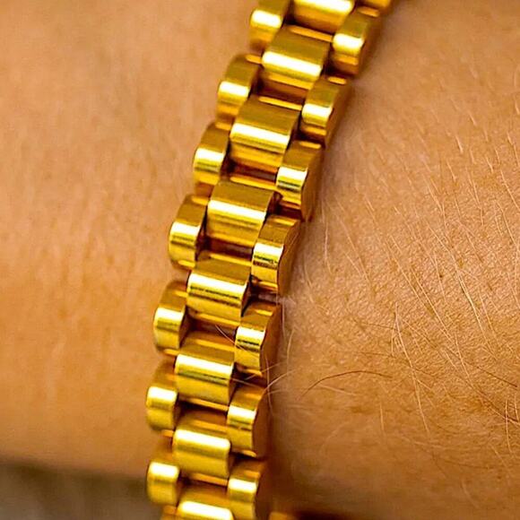 Gold Link Watch Band Bracelet Chain Link Unisex - Picture 8 of 11